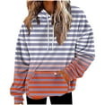 thumbnail image 2 of Women's Fleece Hoodies Fuzzy Cozy Oversized Hooded Sweatshirt Fashion Striped Printed Winter Jackets Crewneck Pullover Loose Soft Outerwear Tops with Pocket, 2 of 5