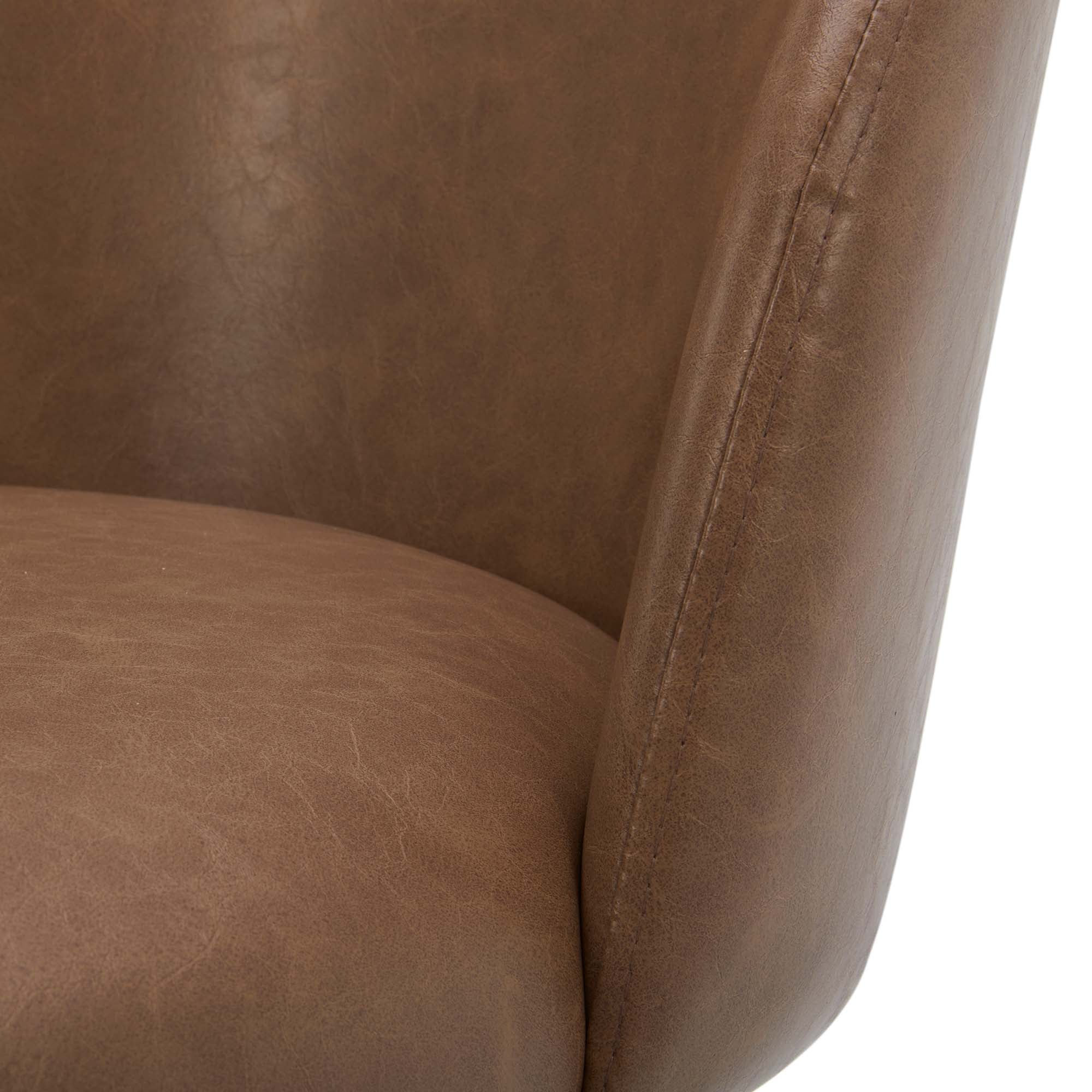 CHITA 27" Swivel Upholstered Counter Bar Stools set of 3 with Back & Metal Legs, Faux Leather in Saddle Brown