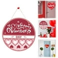 thumbnail image 2 of Happy Valentine's Day Signs Wreath Heart Hanging Wooden Door Sign Truck Gnome Valentine's Day Wall Decor for Home Wedding Anniversary Party, 2 of 9