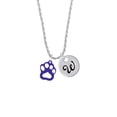 thumbnail image 2 of Delight Jewelry Acrylic Small Paw Purple Silvertone Script Initial Disc - W - Charm Necklace, 20"+3", 2 of 4