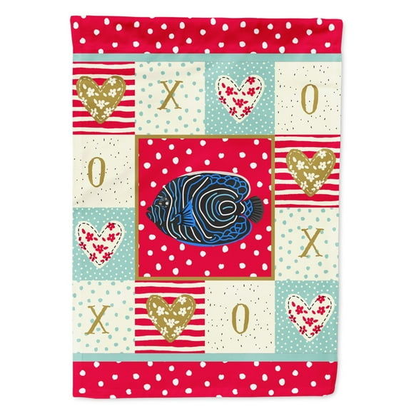 Carolines Treasures CK5469CHF Emperor Angelfish Love Flag Canvas House Size Large multicolor