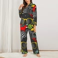 thumbnail image 3 of Disketp Pajamas Set Long Sleeve Sleepwear Womens Button Down Nightwear Pj Sets-Black Head Woman With Fox Hair, 3 of 9