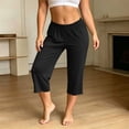 thumbnail image 2 of Bovxnpu Women's Pajama Bottoms Cotton Cropped Straight Wide Leg Elastic Waist Pant Sleepwear, 2 of 6