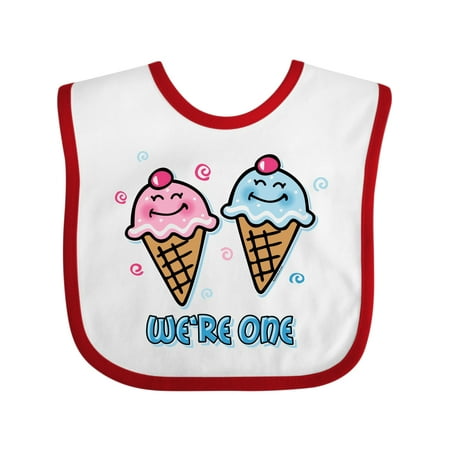 

Inktastic Ice Cream We re One Twin Boy & Girl Gift Baby Boy or Baby Girl Bib