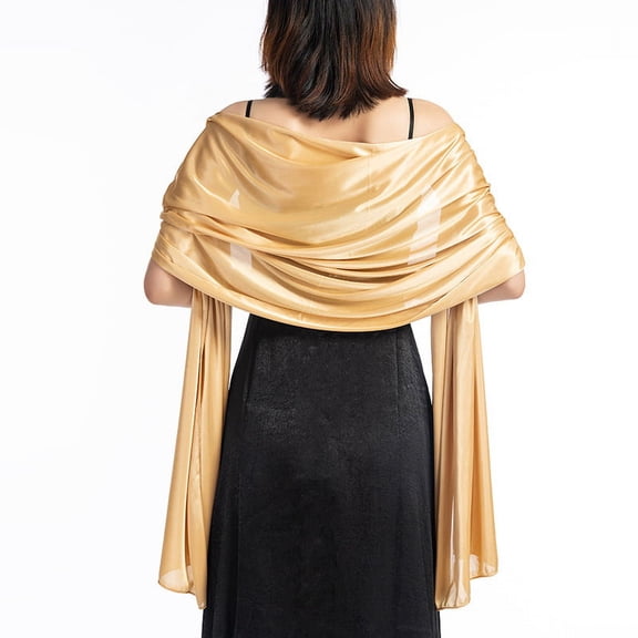 Mictong gold women's shawl, 78.75 * 27.56 inch polyester shawl, elegant dress shawl, multifunctional shawl and evening gown, suitable for weddings, parties and daily wear, 1 piece