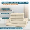 thumbnail image 3 of 100% Cotton Sheet Set – 600 Thread Count Queen Bed Sheets, Luxuriously Soft Sateen Sheet for Everyday Comfort, Snug Fit 15" Deep Pocket, 2 Additional Pillowcases – Ivory, 3 of 8
