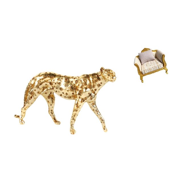 Escultura de animal de centro de mesa y sofá de madera en miniatura para decoración del hogar y escenas de casa de muñecas, muebles de juguete de