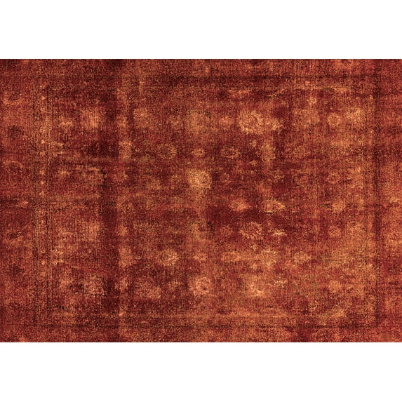 Ahgly Company Machine Washable Indoor Rectangle Abstract Orange Modern Area Rugs, 8' x 10'