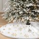 thumbnail image 5 of Brown Chrome Falda de árbol blanco de Navidad falda de árbol de Navidad para decoración del hogar de árbol navideño con copos de nieve de lentejuelas, 5 of 5