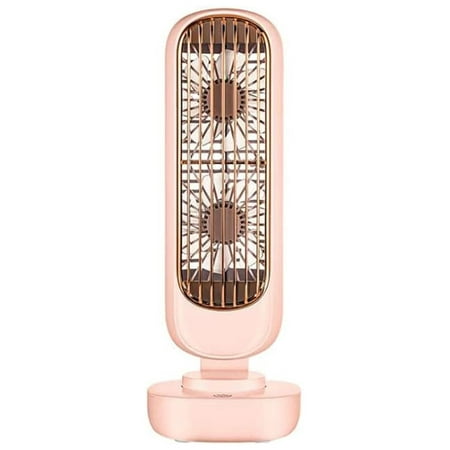 

YfulYde Vintage Mini Fan for Desk Bedroom -Personal Tower Fan with 2 Blades Powerful for Cooling Office Room -Portable USB Rechargeable - Tower Design Low Noise Quiet