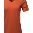 thumbnail image 4 of A2Y Women's Basic Solid Premium Cotton Short Sleeve V-neck T Shirt Tee Tops Copper XL, 4 of 6