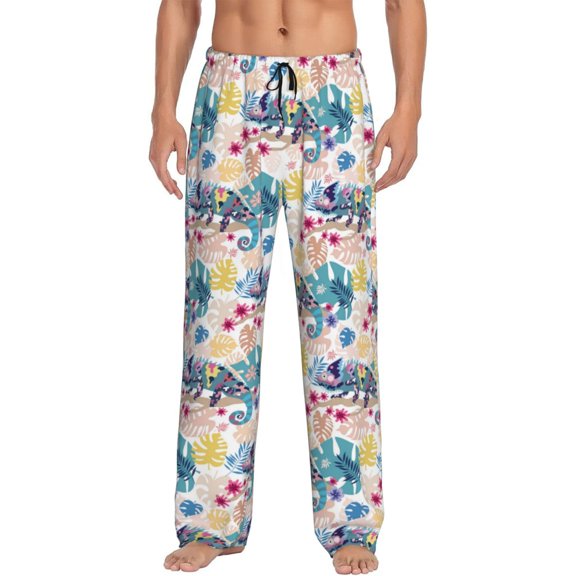 Hirioo Colorful Chameleons for Men's PJ Pajama Pants Sleep Pants Men's Home Trousers with Pockets,S-3XL-Large