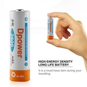 Angle View: Dpower 16pcs/lot Long Lasting Power Longest Storage & Energy AA 2600MH Low self-discharge Rechargable NI-MH Battery