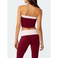 thumbnail image 6 of Biezeib Women 2 Piece Outfits Contrasting Color Crop Bandeau Tops and Elastic Flared Pants Set Streetwear Aesthetic Clothes, 6 of 6