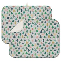 Gray Christmas Tree Pattern Dish Drying Mat for Kitchen 1 Pack, Ultra Absorbent Microfiber Dishes Drainer Mats,18x24in(46x61cm)