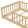 thumbnail image 4 of Twin size Floor Platform Bed for Kids, Wood Platform Bed with Safety Guardrails  without Door, Low Profile Montessori Bed Frame with Slats Support, Easy Assembly,No Box Spring Needed, Natural, 4 of 9
