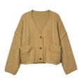 thumbnail image 6 of Lixiuxyad ‌Women's Oversized Cable Knit Cardigan Sweater V-Neck Button-Up‌ Sweater with Pockets,Yellow, 6 of 6