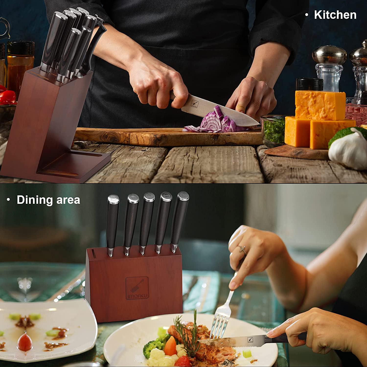 Knife Set, imarku 16-Piece Japanese Kitchen Knife Set, Ultra Sharp Chef Knife  Set for Kitchen, High Carbon Stainless Steel Knife Block Set with  Sharpener, Best Christmas Gifts for Women and Men 