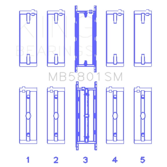 King Engine Bearings MB5801SM0.25 0.25 mm Crankshaft Main Bearing Set