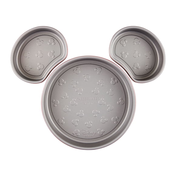 Molde para hornear Farberware carita de Mickey 3pzs. Acero. Antiadherente. Rojo