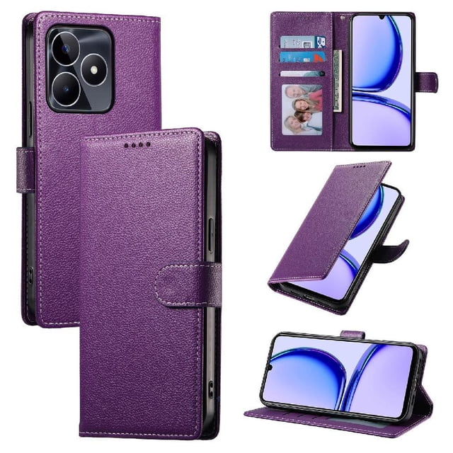 Case for FOXDOCK Realme GT6 5G Wallet Case – Premium Leather, 3 Card Slots, Shockproof Protection