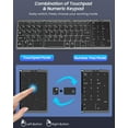 thumbnail image 2 of KOMI Foldable Bluetooth Keyboard, Folding Wireless Portable Keyboard with Touchpad & Number Pad, Multi-Device Rechargeable Travel Keyboard for Windows iOS Android Tablet/Smartphone/Laptop/PC, Gray, 2 of 9