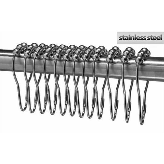 Shower Curtain Hooks Rings Stainless Steel Set Of 12 Polished