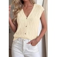 thumbnail image 6 of BTFBM Sweater Vest Women V Neck Cap Sleeve Button Down Knit Tops Spring Summer Loose Lightweight Cardigan Vests, 6 of 7