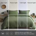 thumbnail image 4 of Housse de Couette Douce - 100 % Microfibre Lavée Vert Olive Ensemble de Housse de Couette 3, 4 of 7