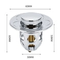thumbnail image 2 of 2pcs Universal Bath Plug, Pop-Up Sink Drain Universal Stainless Steel Drain Plug, Silver, 9*6.5cm, 2 of 3