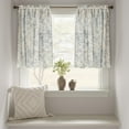 thumbnail image 2 of Floral Kitchen Curtains Linen Tier Curtains Blue Flower on Beige Cafe Curtains 36 Inch Length Living Room Bedroom Bathroom Farmhouse Rustic Country Curtains Rod Pocket 2 Panels, 2 of 6
