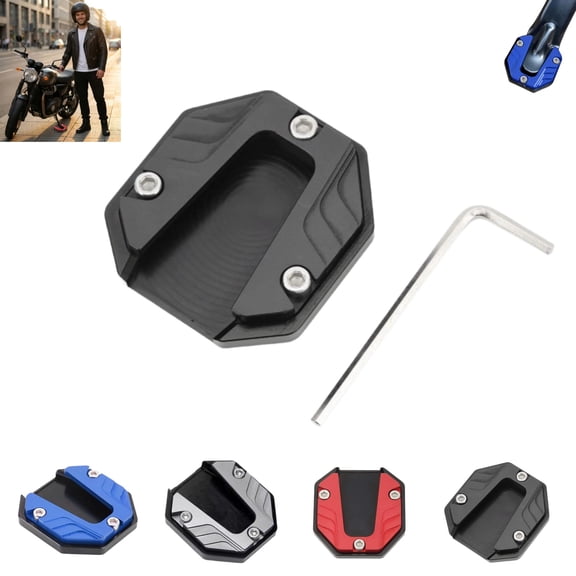 Anti-Sink Motorcycle Side Stand Pad & Aluminum Alloy Support Plate | Tool-Free Installation Kickstand Extender for All Bikes