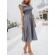 thumbnail image 3 of Vestido Miessial, vestido midi de lino de verano con cuello cuadrado, gris, para mujer, 3 of 5