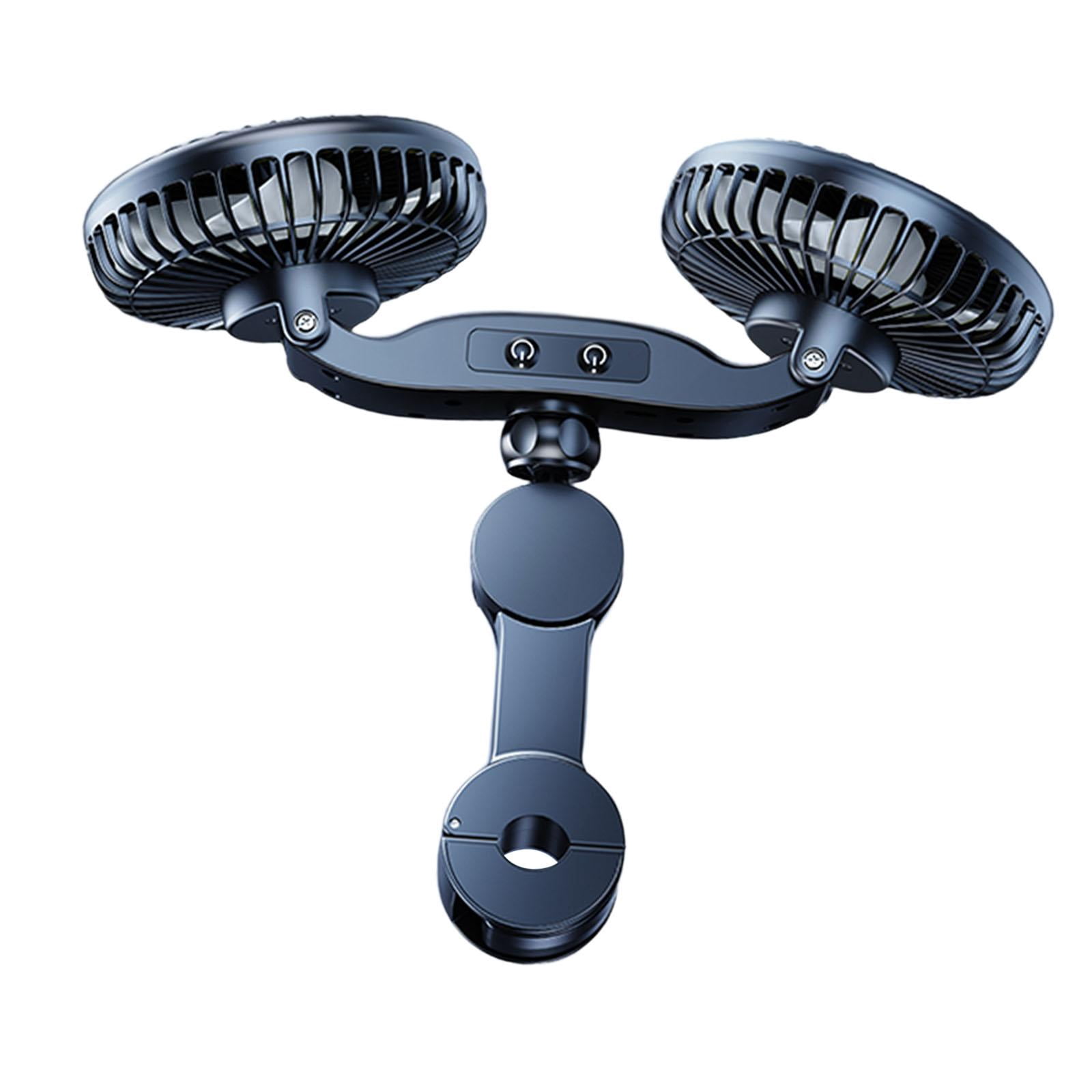 Dickly Car Fan for Backseat Double Headed Fan USB Fan Adjustable SUV RV Sedan Universal