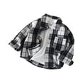thumbnail image 2 of Men & Boy Button Down Shirt Kid Shirt Toddler Plaid flannel Shirt Boys Western Shirts Long Sleeve Shirt Black 140, 2 of 3