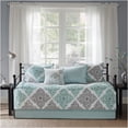 thumbnail image 6 of JERFIT Reversible Twin Daybed Cover Set 6-Piece, Aqua Grey Botanical Quilted Bedding Set with Shams & Bed Skirt, 6 of 8