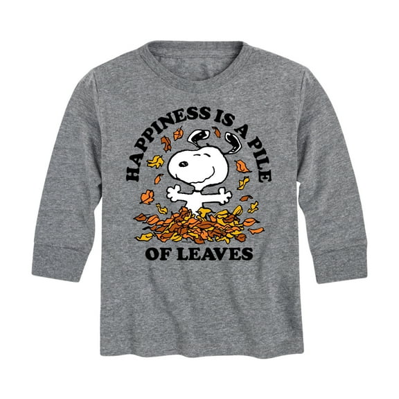 Peanuts - Happiness Is A Pile Of Leaves - Toddler And Youth Long Sleeve Graphic T-Shirt