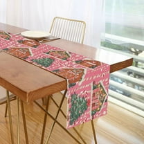 Yayeee Table Runner 70 inches Long Home Kitchen Dinning Party Decoration, Brown Gingerbread Houses
