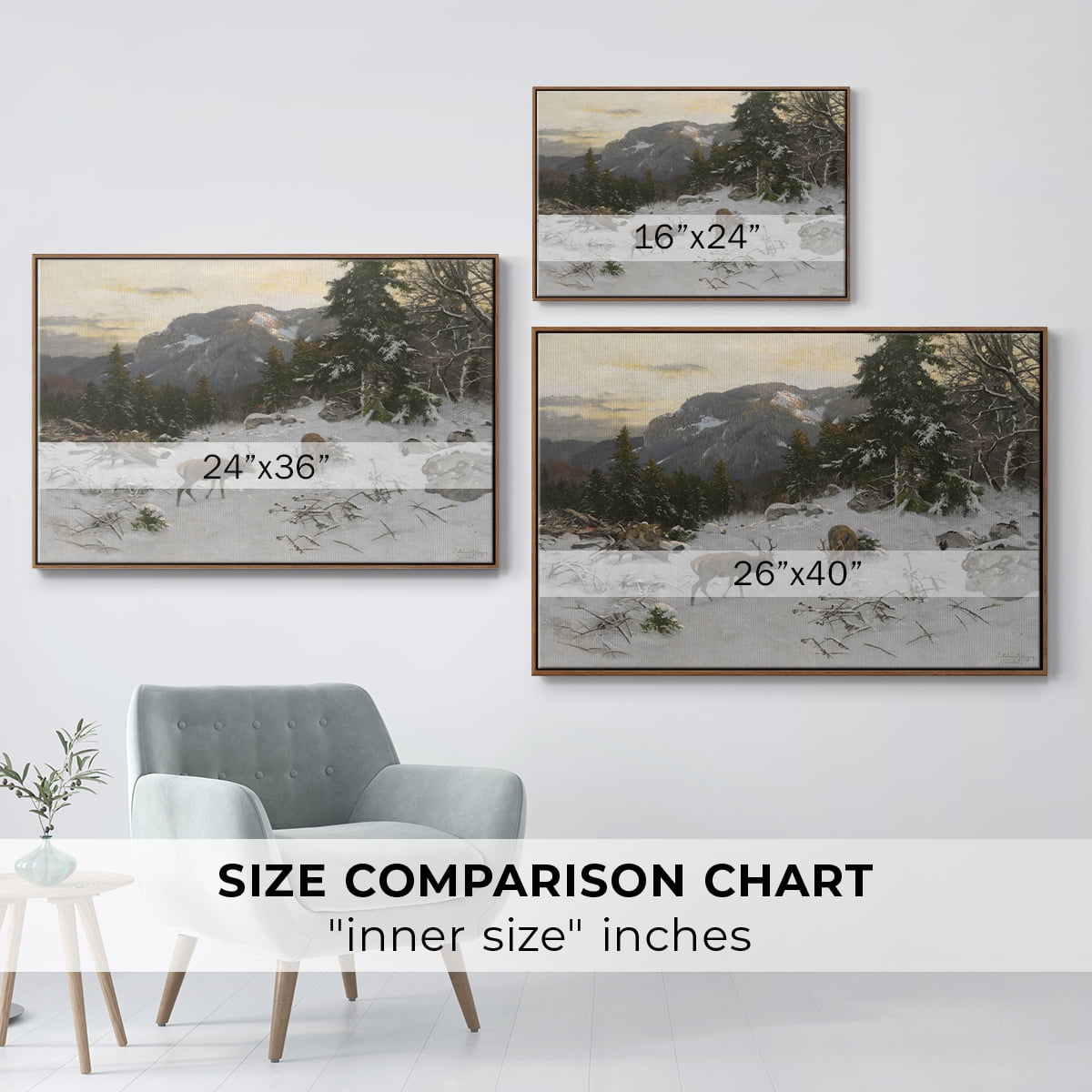 Vintage Landscape-CLXII By Wexford Home Framed in Walnut Wood Gallery Wrapped Canvas 17 in. x 25 in.