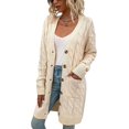 thumbnail image 1 of LAICAIW Womens Cardigan Long Sleeve Cable Knit Sweater Open Front Loose Outwear with Pocket, 1 of 5