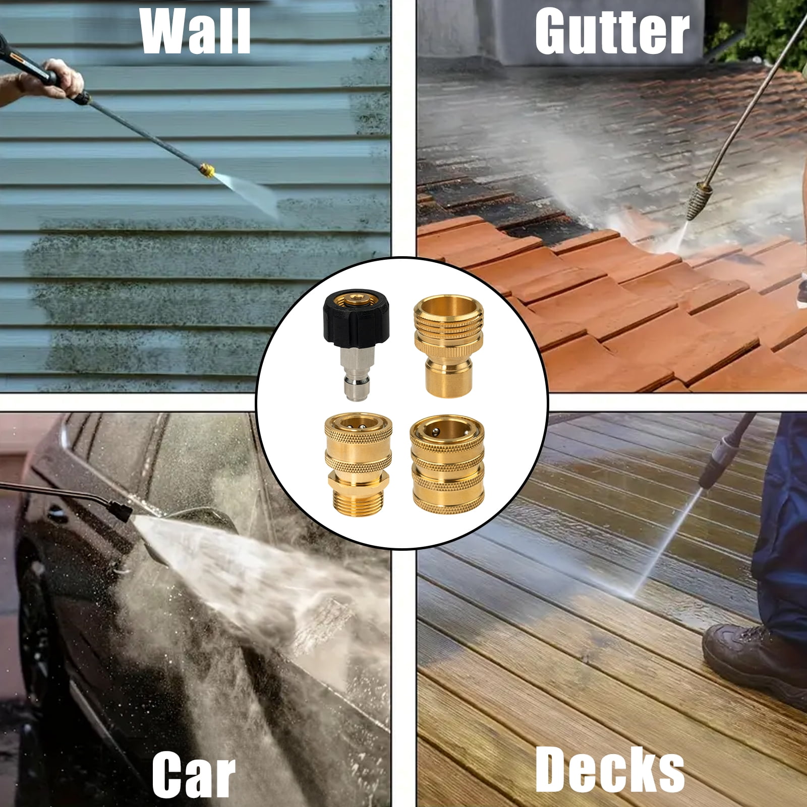 8Pcs Pressure Washer Adapter Set,Quick Disconnect Kits,0.55-inch Quickly Connect Swivel to 3/8'' Connect Fittings,3/4" to Quick Release