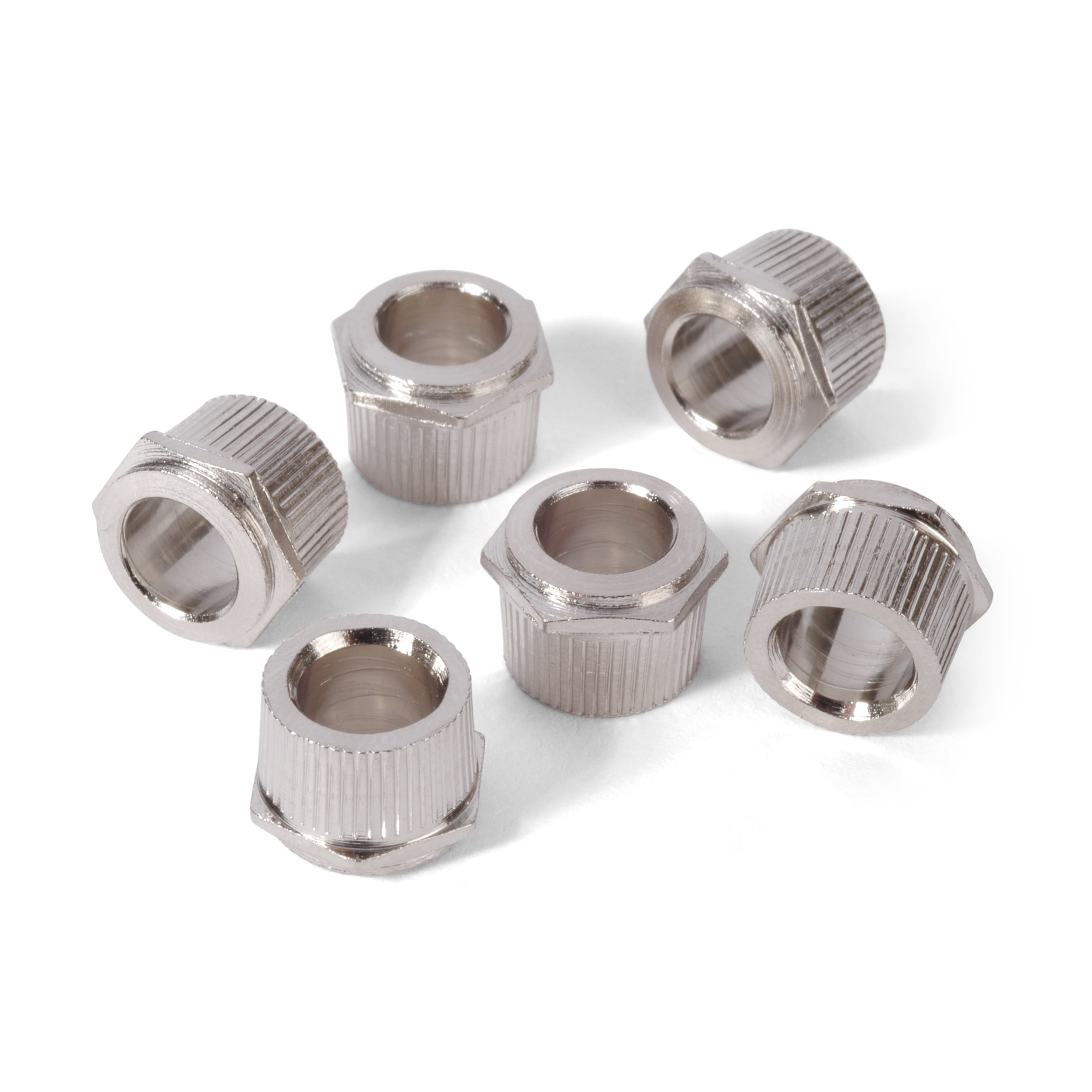 StewMac Vintage style Tuner Bushings Hex Tapered Nickel Set Of 6 