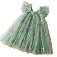 thumbnail image 3 of Generic Children Gown Dresses Toddler Baby Girl Baby Clothes Summer Butterfly Wing Lace Casual Short Sleeve Dress for Bowknot Flower Pageant Party Wedding(4-5 Years,Green), 3 of 5