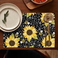 thumbnail image 5 of Rustic Vintage Sunflower Placemats Set of 4, 12x18 Inch Boho Floral Table Mats with Bees and Butterflies, Washable Farmhouse Linen Dining Decor, Yellow Country Bloom for Summer Autumn, 5 of 6