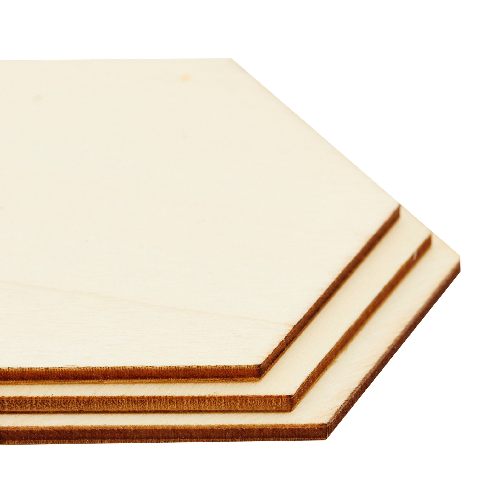 Unfinished Wood Hexagon Blanks 10 inch for Crafts & Honeycomb Décor, Woodpeckers