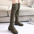 thumbnail image 4 of XZNGL Womens Winter Solid Color Warm Suede Side Zipper Lace Up Knee Flat Rider Boots, 4 of 9