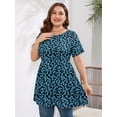 thumbnail image 4 of SHOWMALL Women's Plus Size Tunic Tops to Wear with Leggings Flowy Babydoll Shirts Blouses for Women Work & Casual Blue Flowers 3X, 4 of 5
