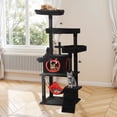 thumbnail image 2 of Uforic 63in Gothic Cat Tree with Coffin Bed, Tall Halloween Cat Tower for Indoor Cats with Top Perch & Sisal Scratching Posts, Black, 2 of 9