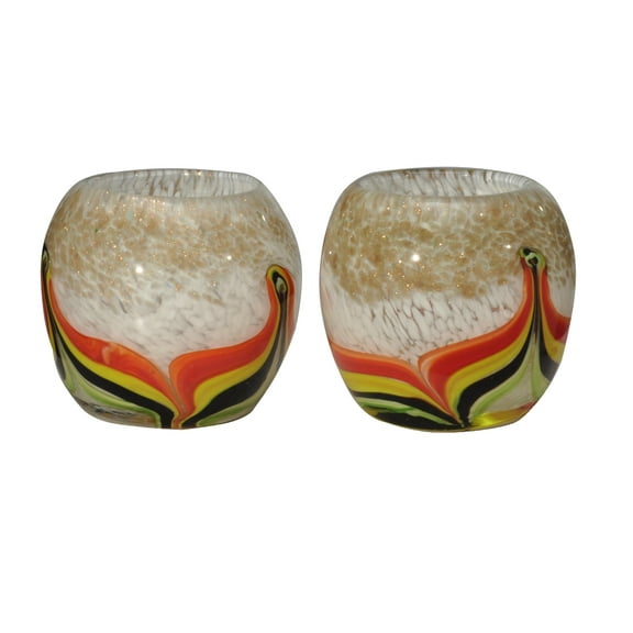 Set of 2 Hand Blown Votive Candle Holders 4"