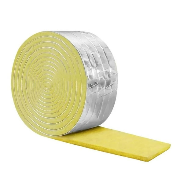 1pcs 10m 32.8 Feet Foiled Back Fiberglass Pipe Insulation Wrap For Outdoor Indoor Pipe Acoustic Glass Wool Felt Strips